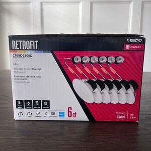 Utilitech Canless (4in) Round 2700k-6500k‎ 580 Lumen Switchable Dimmable (6PK)